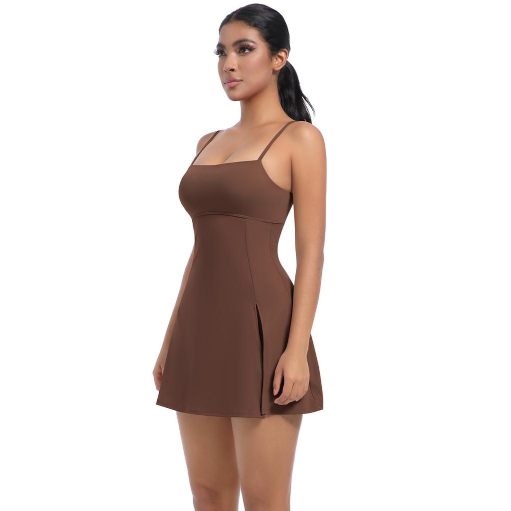 Women's Seamless Dress Sexy Sleveless Low Cut Dresses Loose Yoga Bodysuit High Waist Rompers