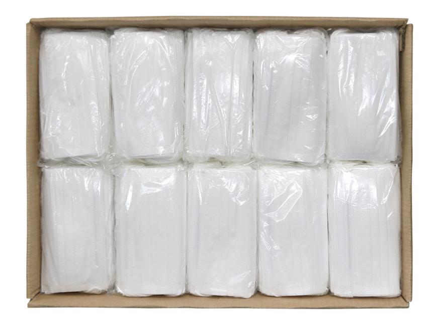 Трехслойная одноразовая сине-белая нетканая маска с фильтром из мелтблауна для защиты от пыли для взрослых. Single White