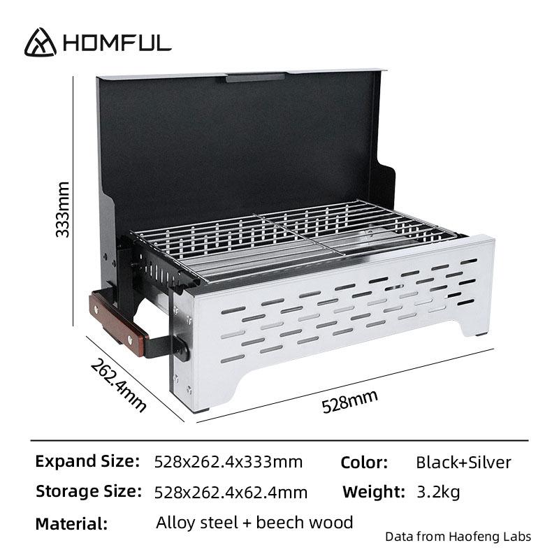 

HOMFUL Outdoor Camping Desktop BBQ Rack Stainless Steel BBQ Sove Складная Outdoor BBQ Swewers Stove чёрный