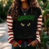 Women's Fashion Long Sleeve Neck Pullover Sweatshirt with Christmas Print