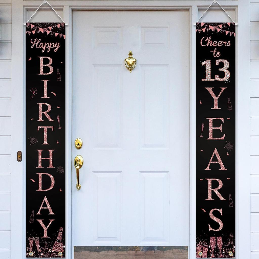 Happy 40th Birthday Door Banner Porch Sign Rose Gold, Cheers to 40 Years Birthday Party Decorations Supplies for Women