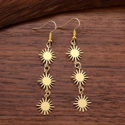 1 Par de Brincos Longos com Tótens Solares, Brincos de Estilo Boêmio Simples e Modernos, Adequados para Uso Diário