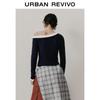 UR 2026 Spring Asymmetrical Faux Two-Piece Embroidered Slim T-Shirt