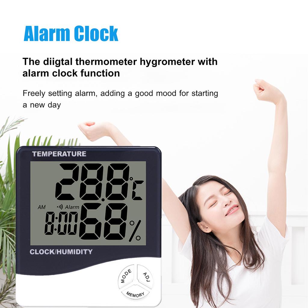 Digitale Hygrometer Thermometer Binnentemperatuur Monitor Vochtigheidsmeter Groot LCD Weerstation Wekker