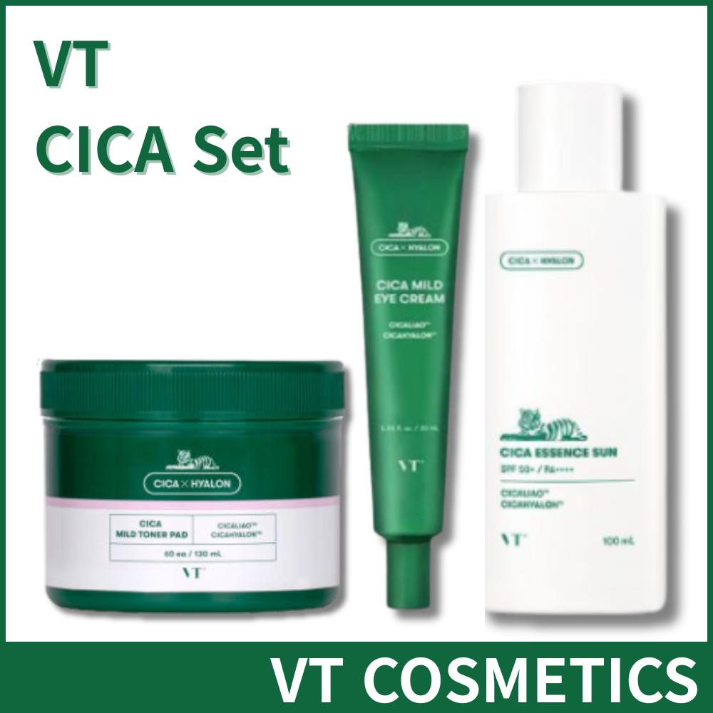 

[VT COSMETICS] Cica Set – Toner Pad, Mild Eye Cream, Essence Sun