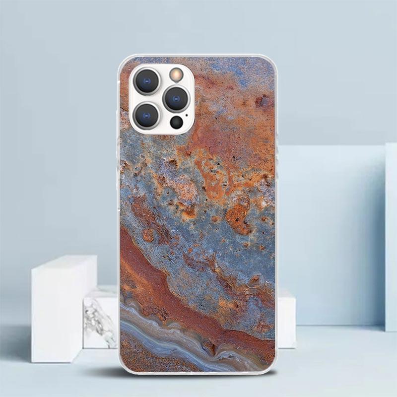 Vintage Industrial Style Rusty Pattern Soft Cover for iPhone 16 17 Air 15 14 Pro Max 16E Phone Case 13 Mini 12 11 7 SE 8 Print P