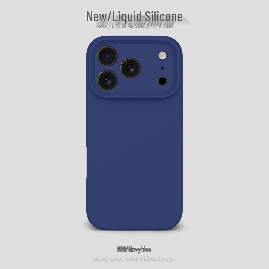 Liquid Silicone Airbag Drop-Proof Phone Case for Apple 17Promax - Solid Color, Fine Hole Design for Women