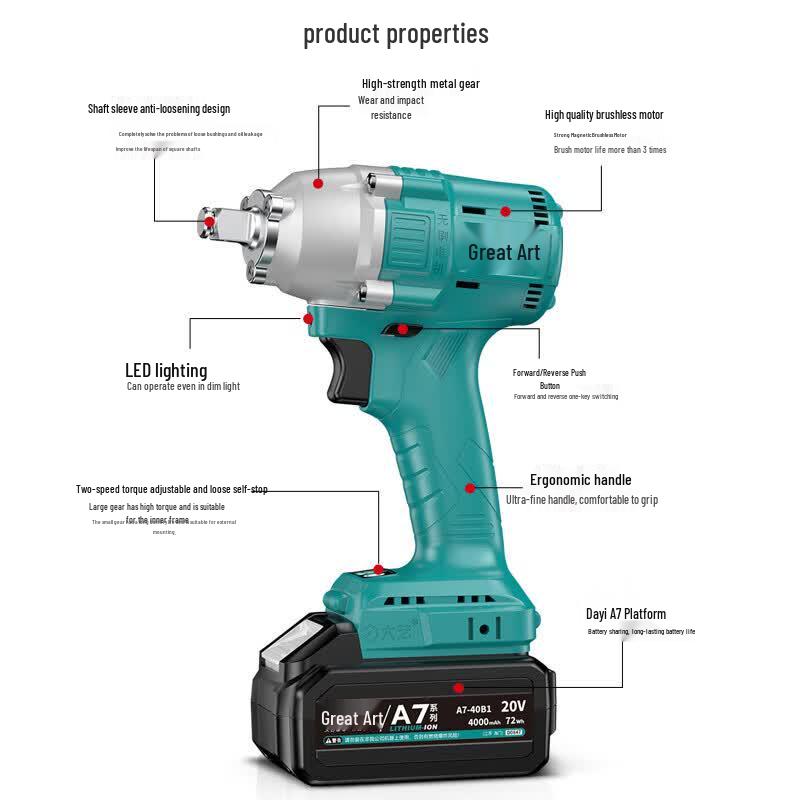 Dayi Brushless Lithium Electric Impact Wrench CN plug (adapter included)