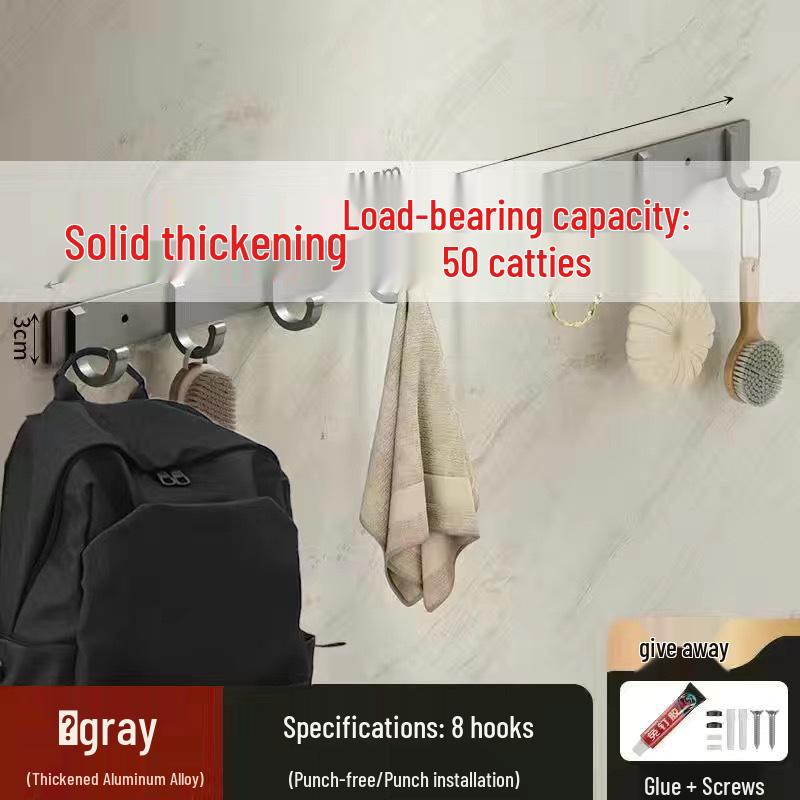 Adhesive Space Aluminum Hook for Bathroom & Kitchen - Punch-Free Coat & Clothes Hanger 