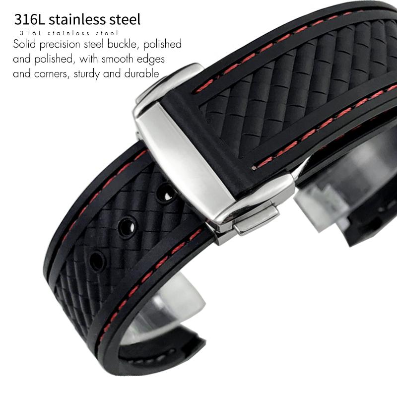 New Curved End Soft Watchband for Omega Aqua Terra 150 18mm 19mm 20mm Black Green Yellow Colorful Rubber Silicone Watch Strap