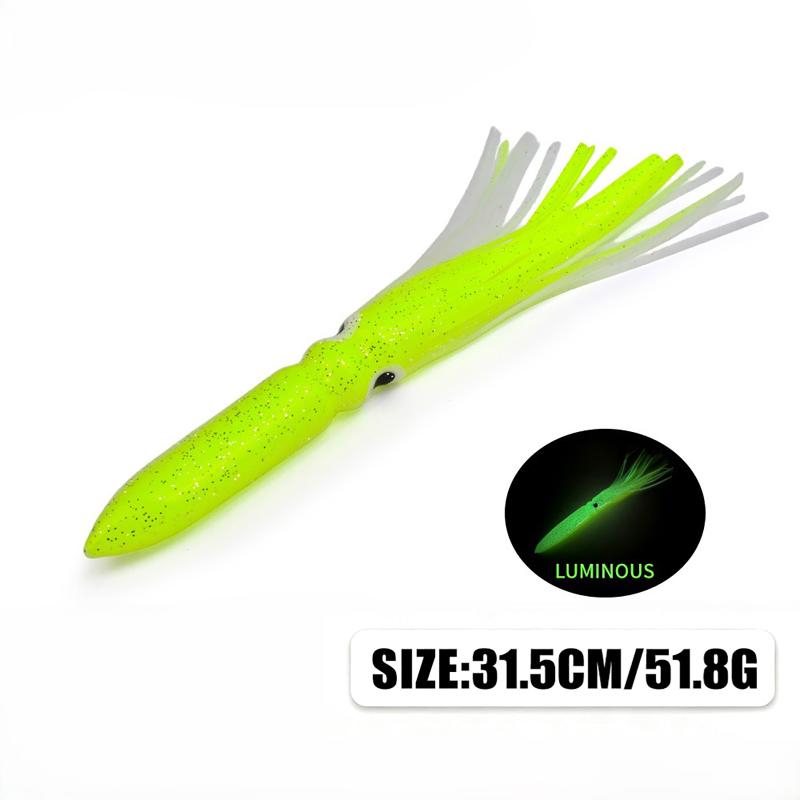 Calamar Blando Luminoso Grande de 17,5 cm-41 cm para Pesca en el Mar Falda de Calamar Pulpo Pesca de Arrastre Señuelos para Atún Aparejos de Pesca en Agua Salada