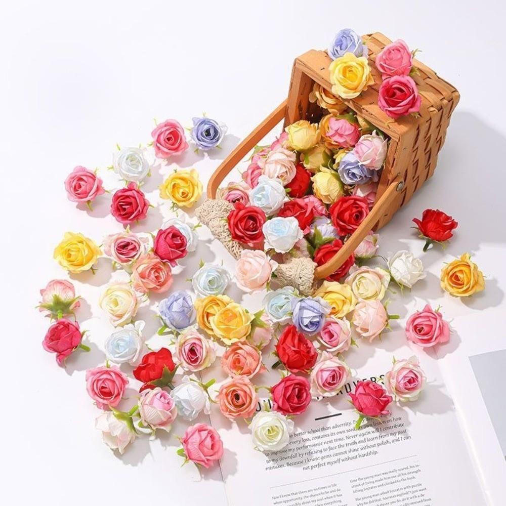 1pc Fashion Silk Artificial Flowers Table Wreath Diy Craft Simulation Flowers Realistic Soft Rose Heads Photography Props