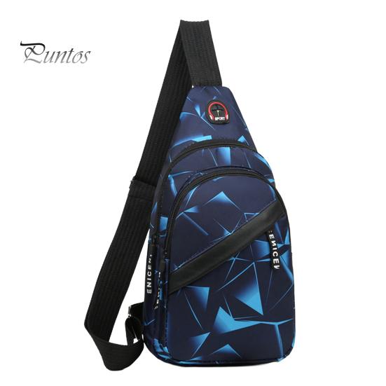 

Мужская нагрудная сумка с геометрическим принтом, треугольная сумка на молнии, водонепроницаемая, с регулируемым ремнем, переносная сумка-слинг, для спорта на открытом воздухе, для путешествий, через плечо синий
