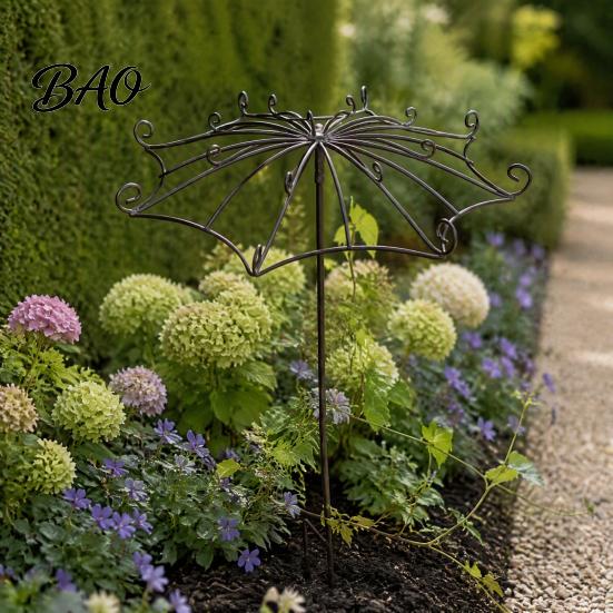 Patio Trellis for Ivy Vines Vintage Umbrella Garden Trellis, Metal Climbing Plant Support, Shape Outdoor Decorative Vine Stake Roses Clematis, Balcony