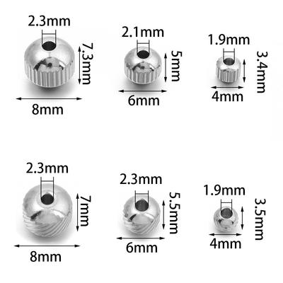 40pcs/lot 4 6 8mm Stainless Steel Beads Streaks Shape Spacers Loose Round Beads For DIY Jewelry Making Accessories Findings