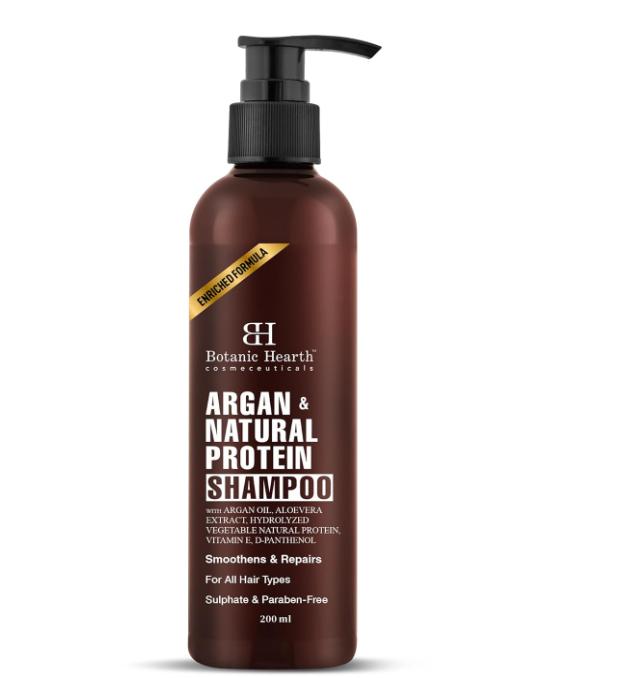 Shampooing à l'argan et à la kératine Botanic Hearth avec 100 % d'huile d'argan pure et d'extraits d'aloès Shampooing pour femmes et hommes 200 ml