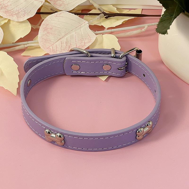 Leather No-Choke Pet Collar for Small and Medium Dogs and Cats