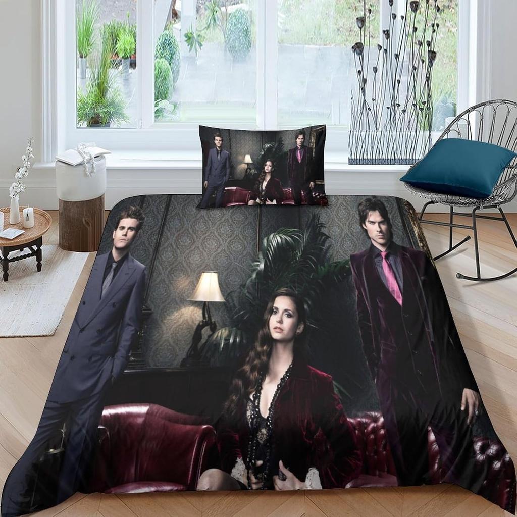 The Vampire Diaries Bedding Sets Exquisite Bed Supplies Set Horror TV Anime Bed Comforter Set Bedding Set Birthday Gift