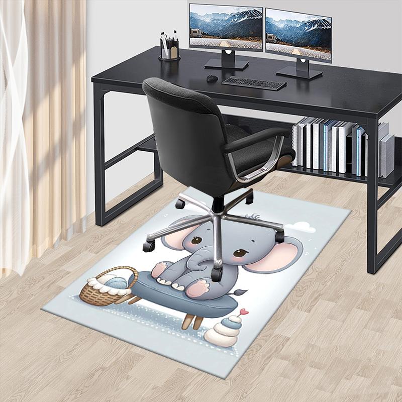

1pc Anime Elephant Chair Mat Cute Office Rug with Basket and Stack Decorations, Home Office, Living Room, Bedroom, Game Room, Gift 60cm by 90cm