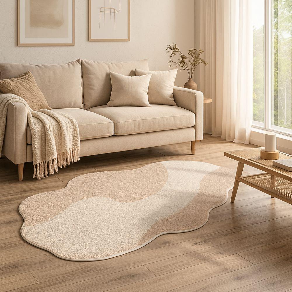 Minimalist Irregular Carpet Cream Style Bedside Carpet Coffee Table Pad Bedroom Rug  Hotel