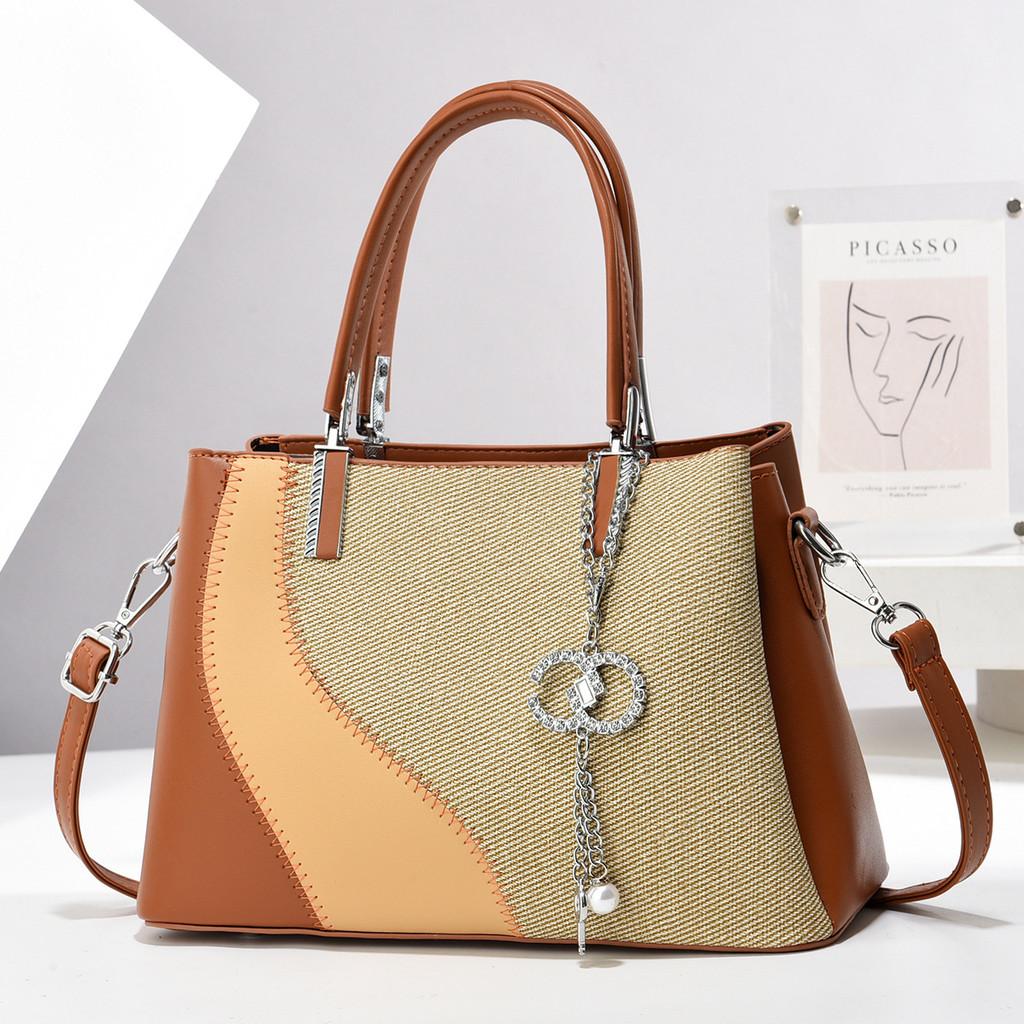 Fashionable Color Block Macaron Handbag Stylish Casual Shoulder Bag For Everyday Use