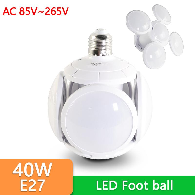 

120 светодиодов, супер яркое освещение, деформируемые потолочные светильники для гаража, футбольная лампа 40 Вт с НЛО E27 переменного тока, 85 В-265 В, шариковая лампа с пузырьками белый