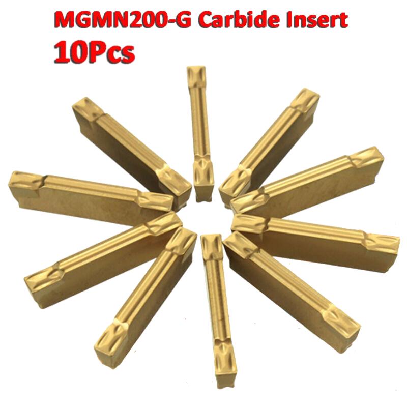 10 pcs MGMN200G Carbide Inserts 2mm Width for MGEHR MGIVR Grooving Cutters Compatible with Various Materials Including Steel