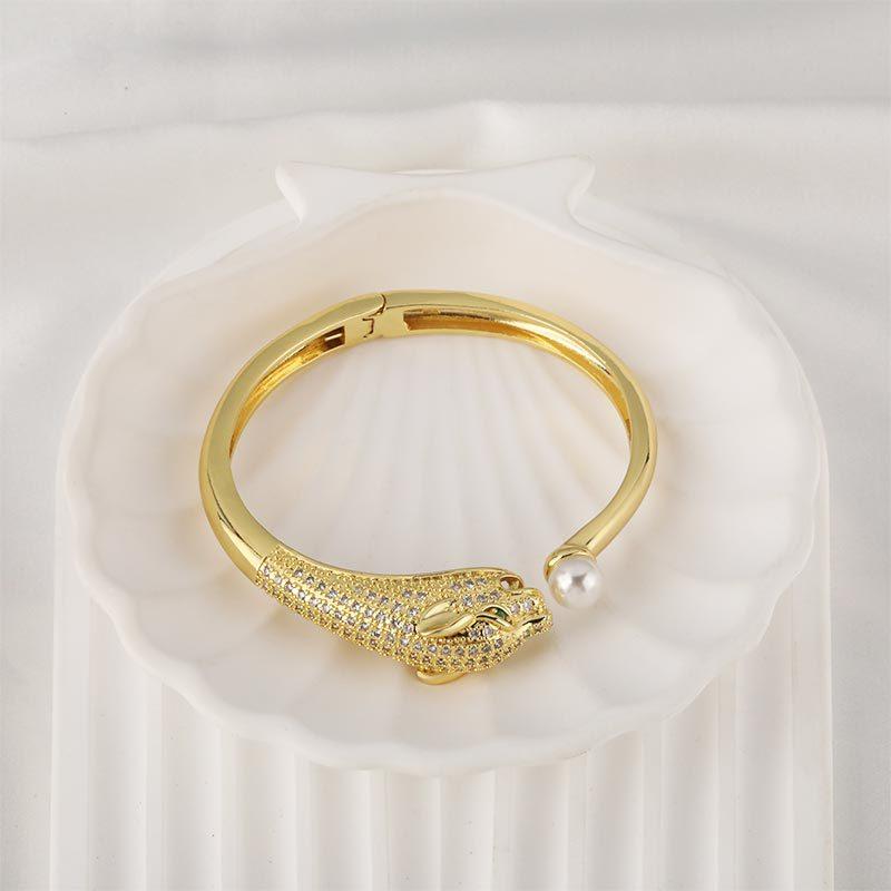 Neues Schlangenarmband-Set mit Zirkonperlen Süßes Offenes Handarmband