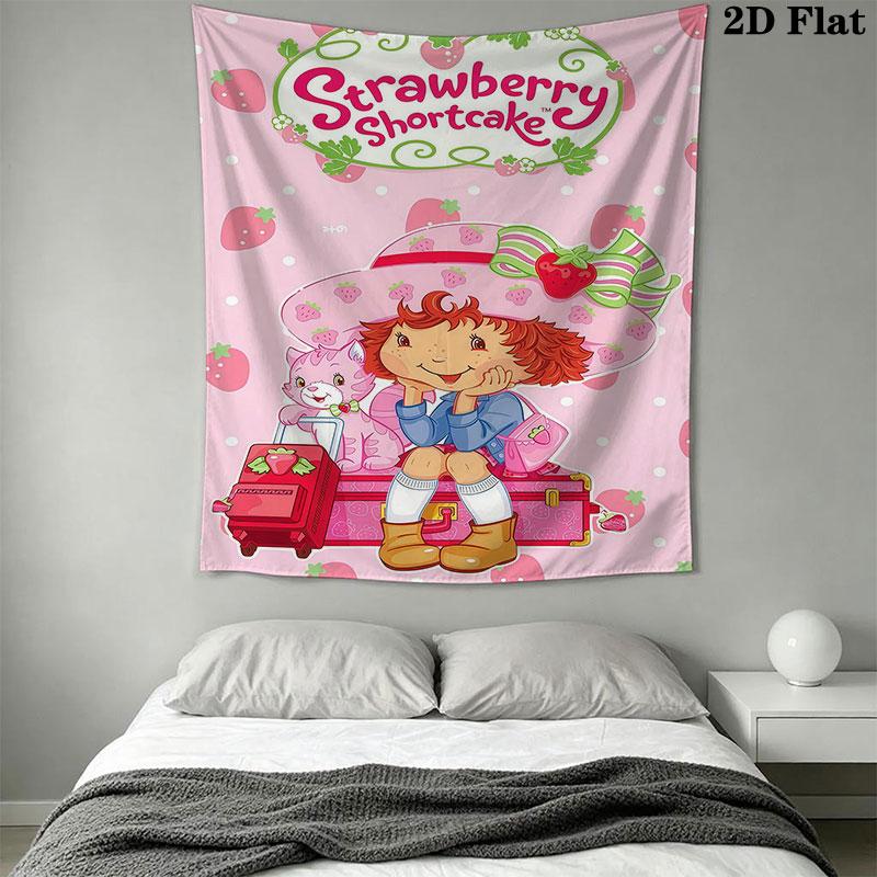 Erdbeer-Shortcake Eine Wandbehang Gedruckter Stoffdecke Dekorative Wandteppiche für Schlafzimmer Wohnzimmer Heimdekoration