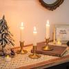2PCS Gold Taper Candle Holder Short Skinny Brass Candlestick Holders for Wedding Party Holiday Dinning Table Decor
