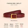 Women's Red Cowhide Leather Belt with Square Buckle - Trendy Decorative Waist Cincher