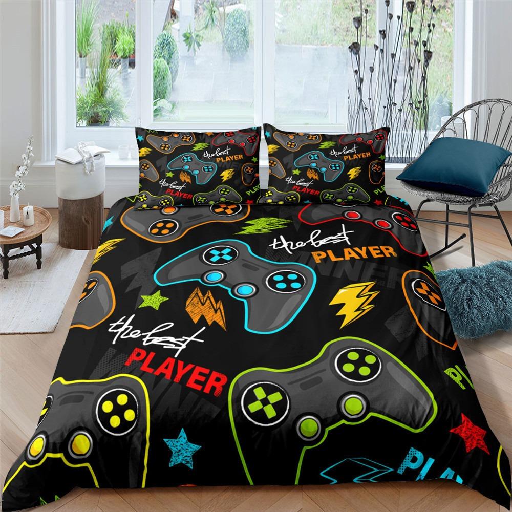 Gamer Bedding Sets for Boys Gaming Duvet Cover Set Video Games Comforter Cover Play Designs Bed Set with Pillowcase