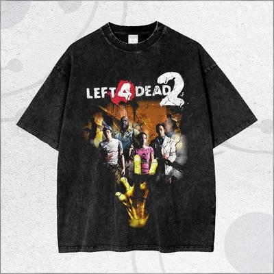 Retro Washed Collaboration Zombie Survival TShirt YK Retro Zombie Shooting Game TShirt Pure Cotton AllSeason Streetwear