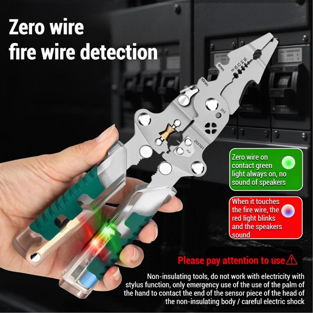 Foldalbe Wire Stripping Pliers Voltage Testing Cable Cutting Crimping Pliers Multifunctional Wire Stripper Electrician Pliers