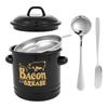 Bacon Grease Container 46 Oz Large Enamel Grease Saver Retro Fat Container Multi-purpose Oil Keeper Can for Kitchen Accessories