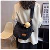 Corduroy Shoulder Bag Women Casual Crossbody Bag Half Moon Hobo Bag Soft Fabric Tote with Strap Cute Pendant