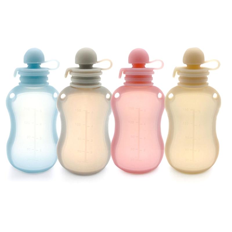 150ml Refillable Baby Food Storage Bag Silicone Milk Congee Pouch Leakproof Organiser Squeeze Storage Container