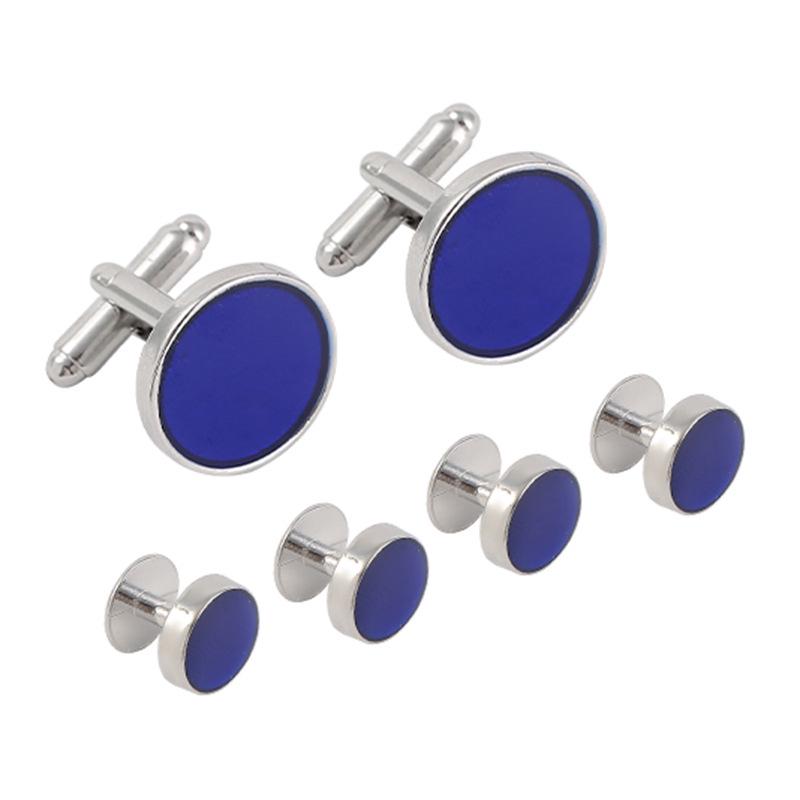 Black Baked Paint Cufflinks & Tuxedo Shirt Studs 8-Piece Set