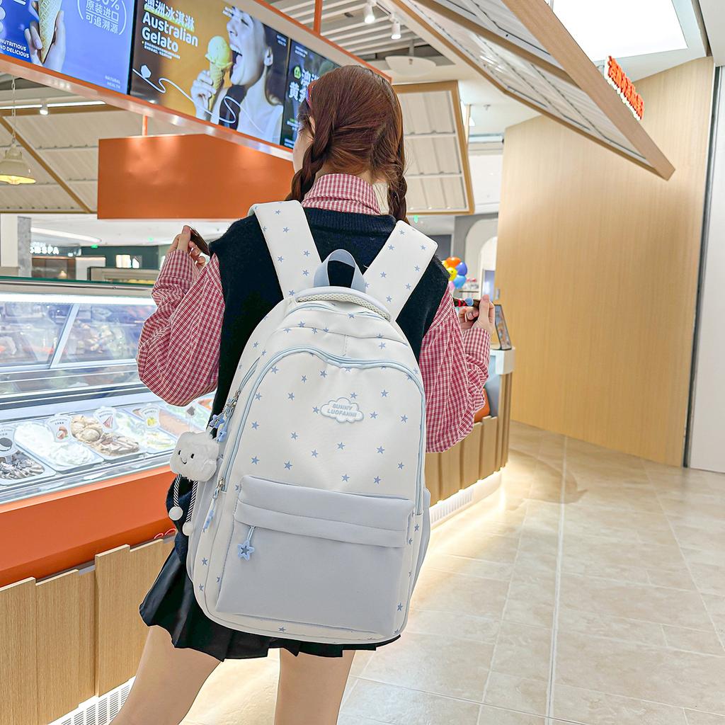 Schoolbag New Star Printing Backpack Female Versatile High Value Color Matching Primary and Secondary School Students Schoolbag Travel Backpack