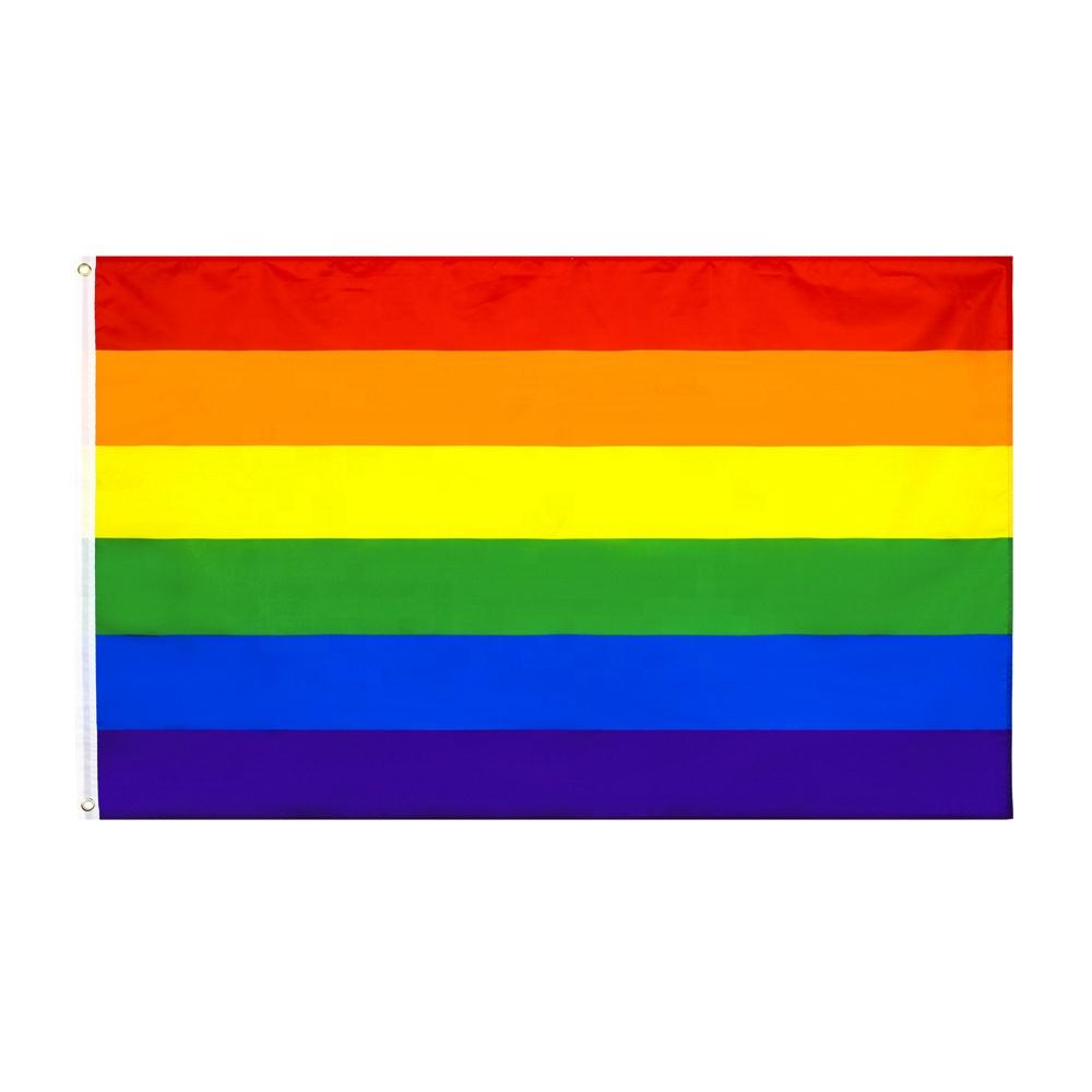 Stock All Inclusive Progress 3x5ft Polyester Big Rainbow Lesbian LGBT Gay Pride Flag Waterproof Lightweight