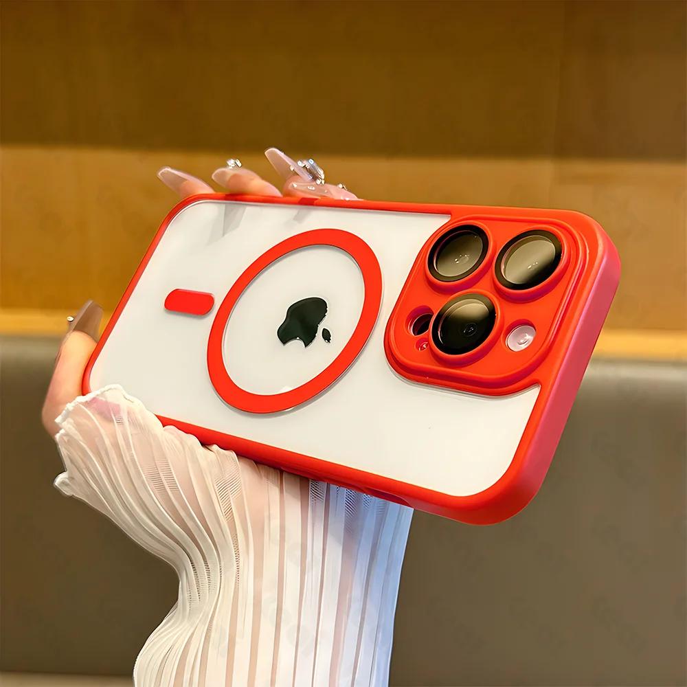 Carcasă de telefon de lux Magsafe cu încărcare wireless magnetică pentru iPhone 15 14 13 12 11 Pro X XR XS Max 7 8 SE, rezistentă la șocuri