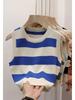 Sexy ribbestrikket tanktopp for kvinner Sommerstriper o-hals Ermeløse beskjæringsoverdeler Street Vintage koreansk moteskjortevest Y2K-klær