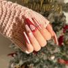24 Stück Weihnachtskleidung Rüstung Schneeflocke Liebe Schneemann Maniküre Kurze Mandel Schleife Europäisch und Amerikanisch Lange Nagelstücke