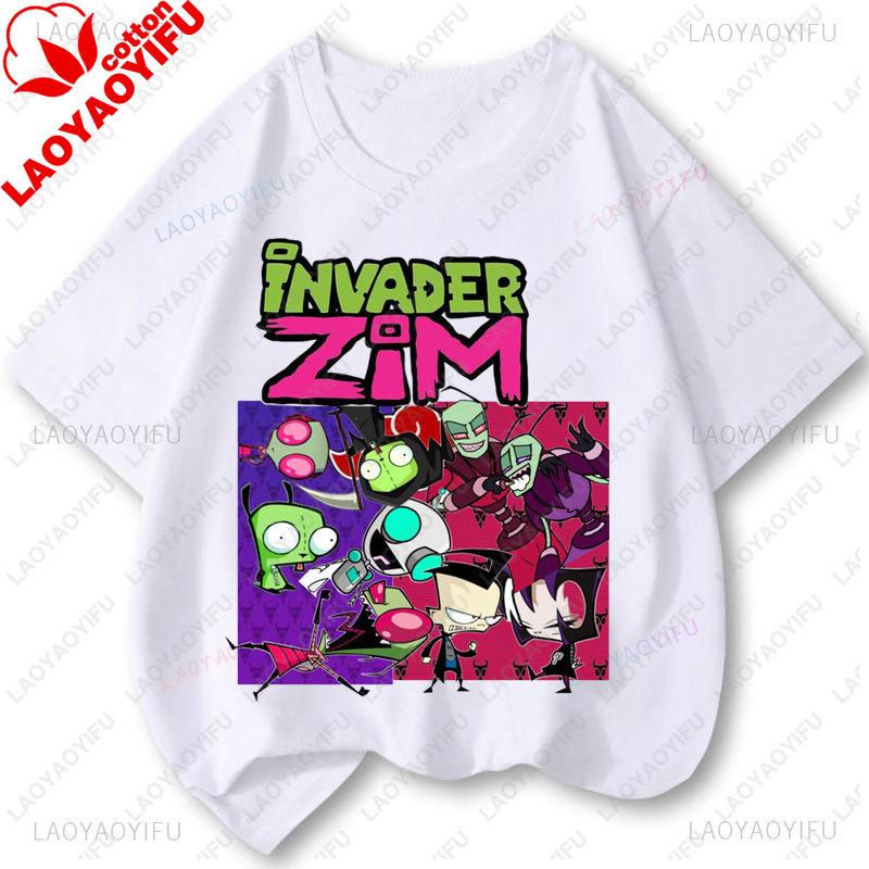 Cartoon Tv Invader Zim T-Shirt Unisex Unisex Retro Cintage Beliebtes Shirt Mode Tee Kawaii Niedlich Kreativität Kurzärmelige Oberteile