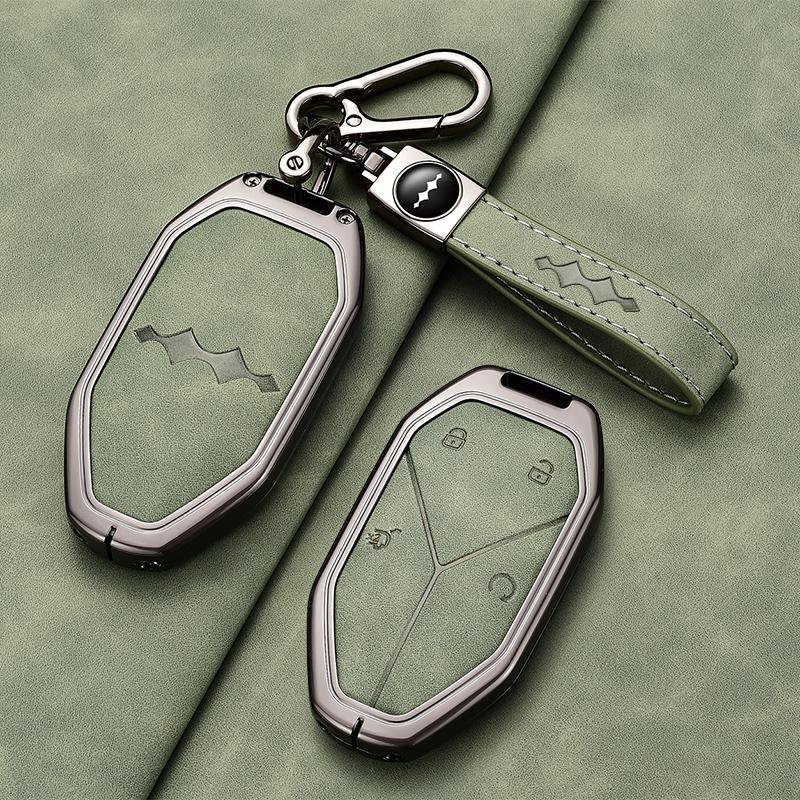 For BYD Formula Leopard 5 8 3 Ti3 Car Key Case Zinc Alloy Leather Key Shell Fob Cover Protection Keychain Holder Car Accessories