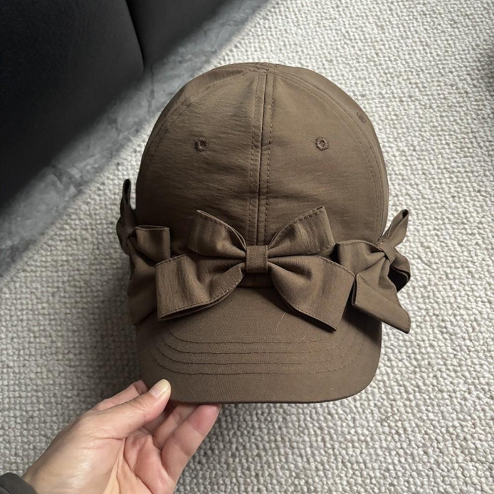 New Lightweight Bowknot Baseball Caps Solid Color Adjustable Duck Tongue Cap Breathable Sun Protection Hat Outdoor