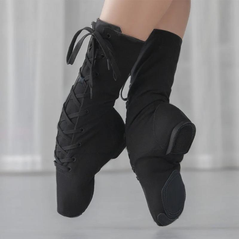 Mode Damen Canvas Jazzstiefel 31-44 Tanzschuhe Bühnenauftrittschuhe Weiche Ledersohle Modern Jazz Show Ballroom Ballettschuhe