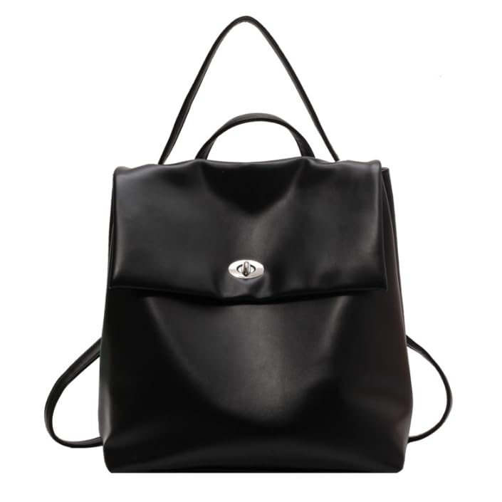 

Backpack for A4 Large PU Korea [PETITCHOU] Women, Town, Business, Simple, Minimalist, Size, Square, Lightweight, Capacity, Commuting, School, Travel, чорний