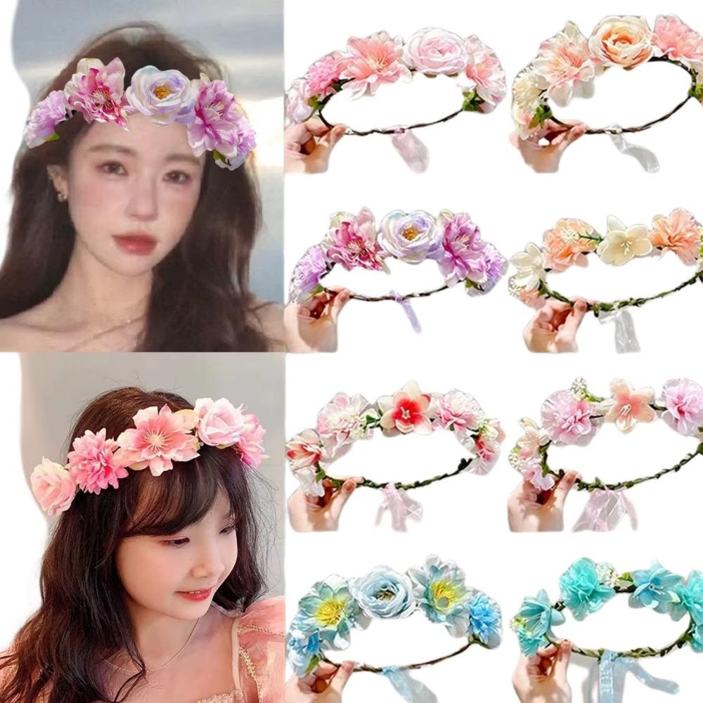 

with Ribbon Fairy Flower Crown Artificial Flower Braided Wreath Artificial Rose Crowns 9