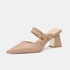 High-Heel Schuhe Dame Damen Hausschuhe Outdoor Spitzschuh Pantoffeln Slides Weiblich Mules Blockabsatz 2025 Cover Weiche Mules Block